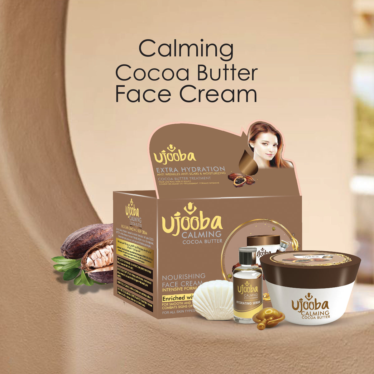 Face Buttering UJOOBA - FACE AND BODY- CALMING COCOA BUTTER - 4 in 1 CREAM